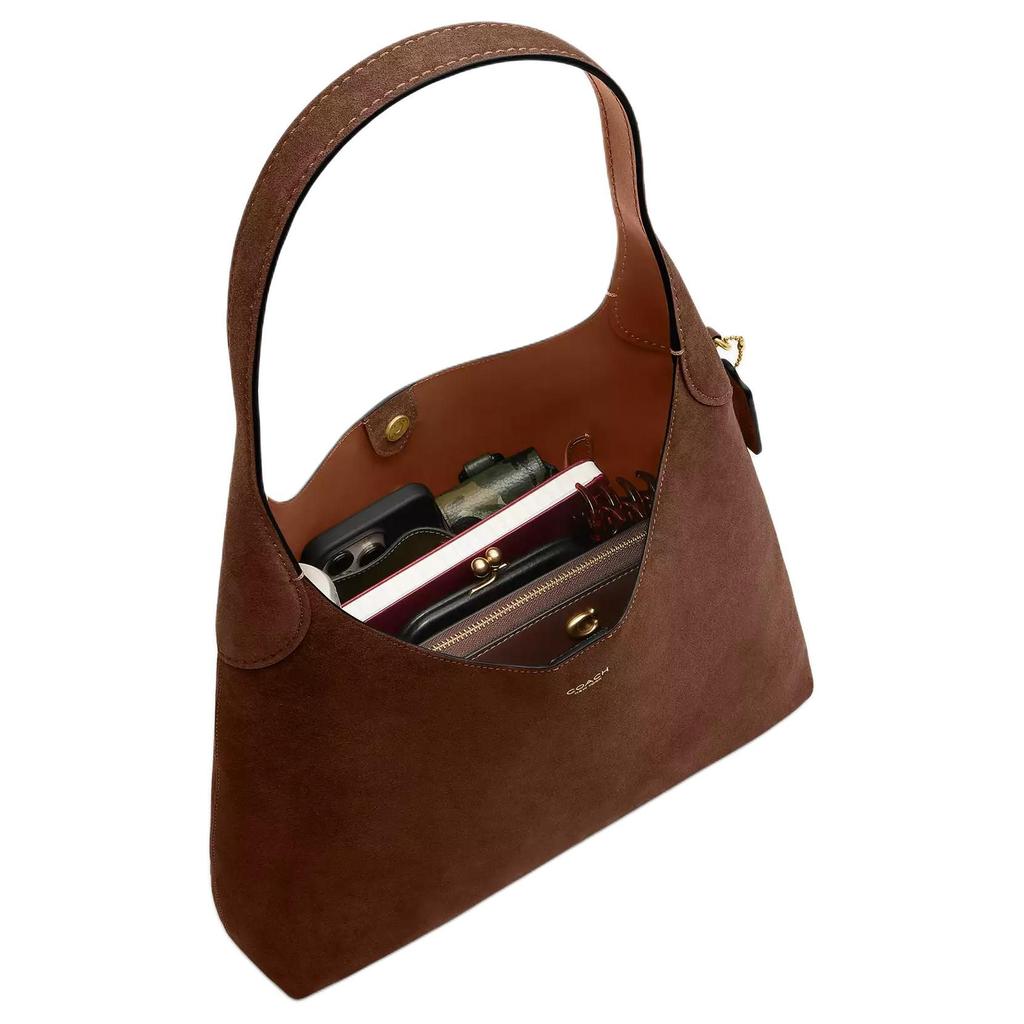 COACH Brooklyn Cow Split Leather Shoulder Bag Medium Women's Warm Brown CCU01-B4WBR