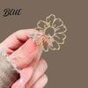 Multi-purpose Brooch Women Smooth Surface Hollow Sun Flower Design Lapel