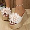 Fashion Flower Decor Wedge Sandals Women 2025 Summer Chunky Platform Beach Slippers Woman Plus Size Fashion Thick Bottom Sandalias Mujer