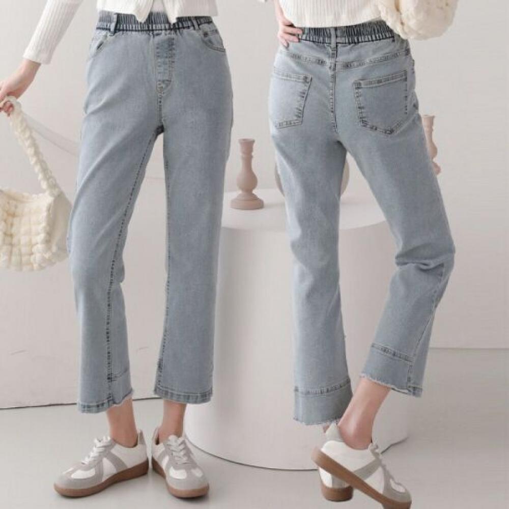 From Heart Women S Light Blue Back Slit Straight jeanS
