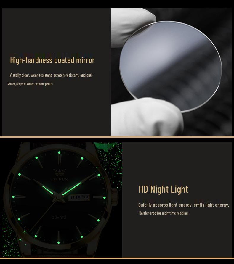 OLEVS Dual Calendar Waterproof Couple Women's Watch - Non-Mechanical