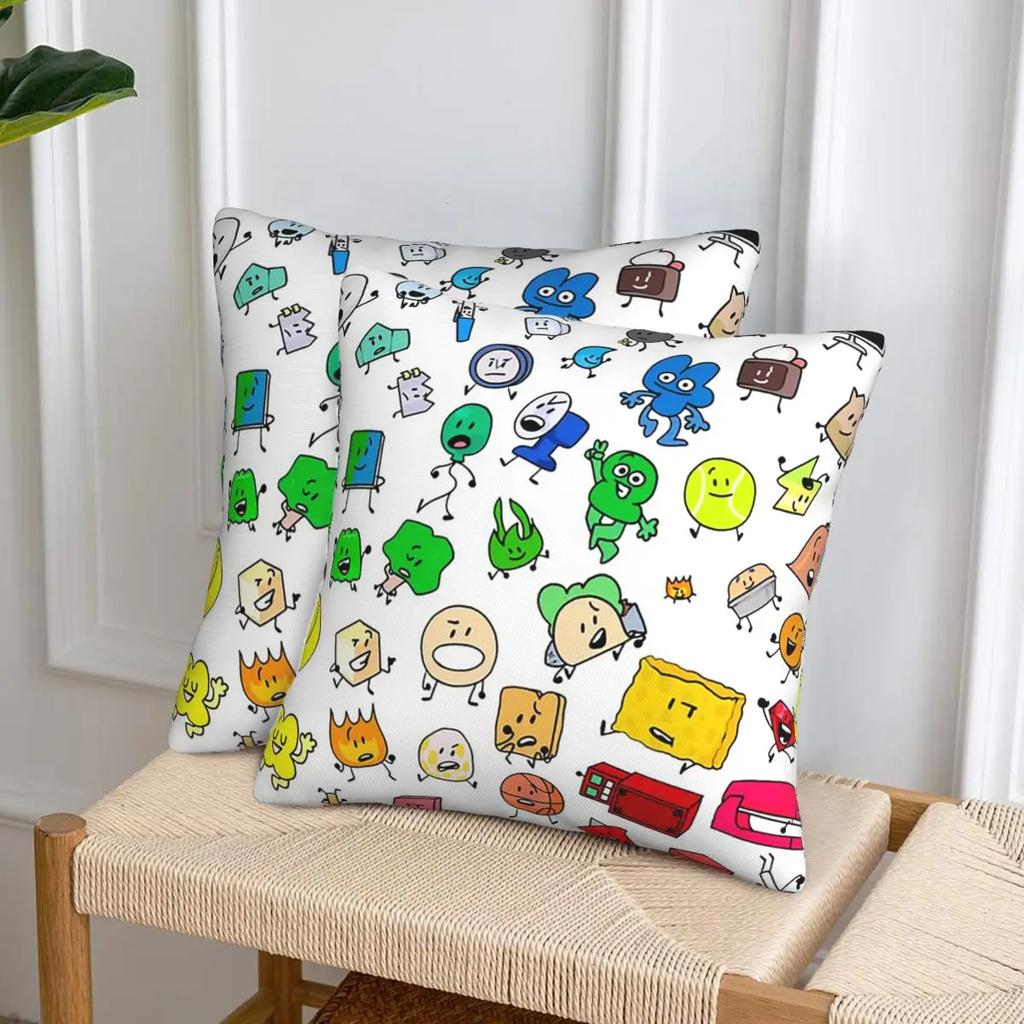 Bfdi All Characters 2 Pcs Square Pillowcase Pillow Cover Cushion Zip Decorative Comfort Throw Pillow For Home Living Room