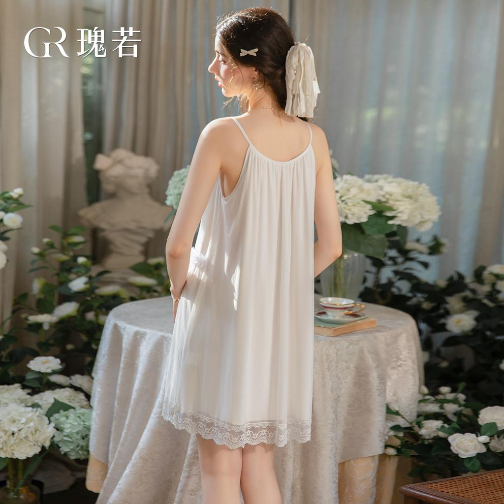 Women's Lace Mesh V Neck Lace Up Loose Sleep Dress with Robe Lounge Set