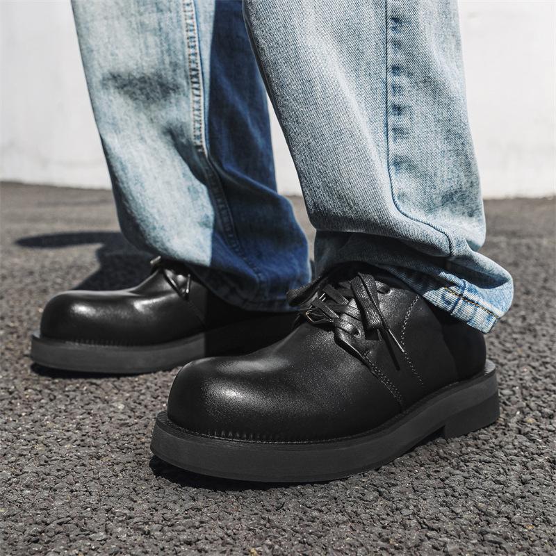 Весенние и летние туфли из кожи женские на платформе, увеличивающие рост, деловой костюм, свадебные туфли для парикмахеров, повседневные туфли дерби 5651-J