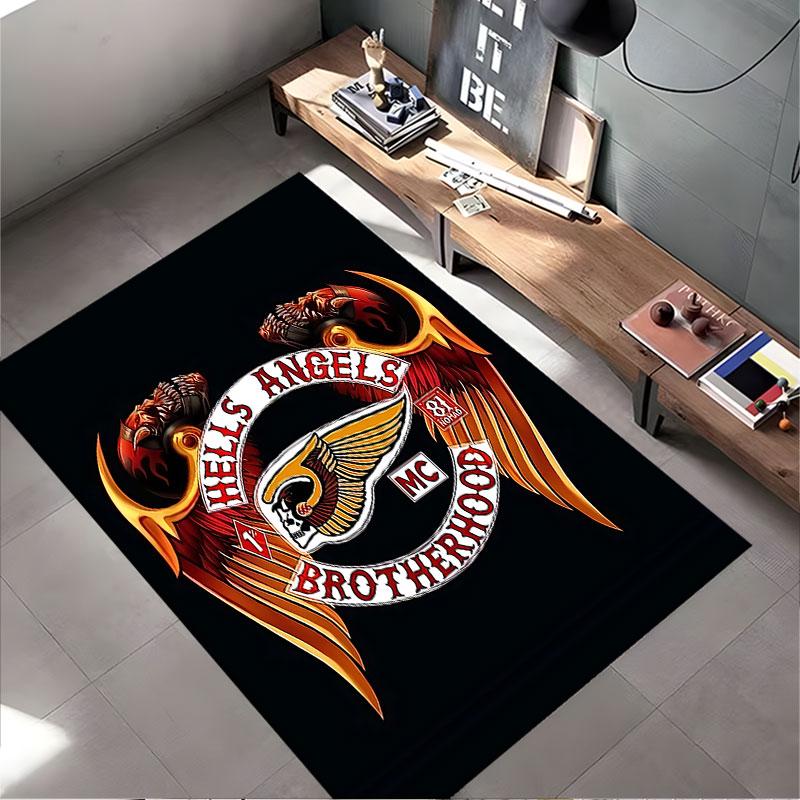 Winged Skull Motorcycle Design suitable as a non-slip mat for the living room or bedroom sofa