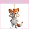 Очаровательная мультяшная лиса акриловая плоская елочная игрушка для украшения салона автомобиля