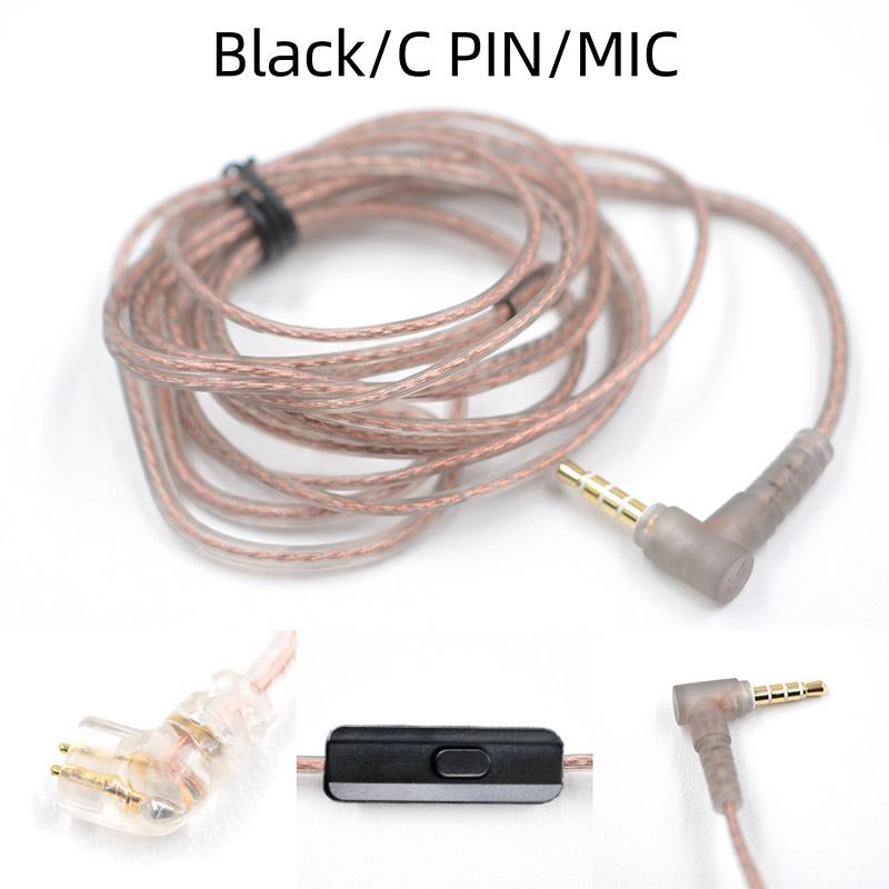 B/C Pin 2Pin Cable Upgrade Oxygen-Free Copper High-Purity With Mic Earphones Cable For KZ 2Pin 3.5mm Headphone Cord In Ear Cable