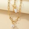 Korean-Style Baroque Pearl Bracelet & Necklace Set: Women's Retro Light Luxury Fashion Clavicle Chain