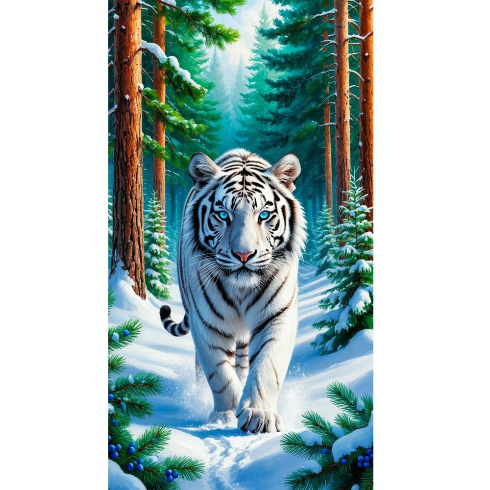 Тигр Волк Лиса в Зимнем Лесу Алмазная Вышивка Сделай Сам Крестиком Полная Выкладка Алмазная Мозаика Новая Коллекция Домашний Декор