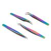 Colored Stainless Steel Volume Eyelash Tweezers Eyelash Extension Supplier Private Logo Lash Tools