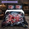 AC Milan Pattern 3 Pieces Bedding Set Soft Microfiber Duvet Cover with Pillow Cases for Bedroom