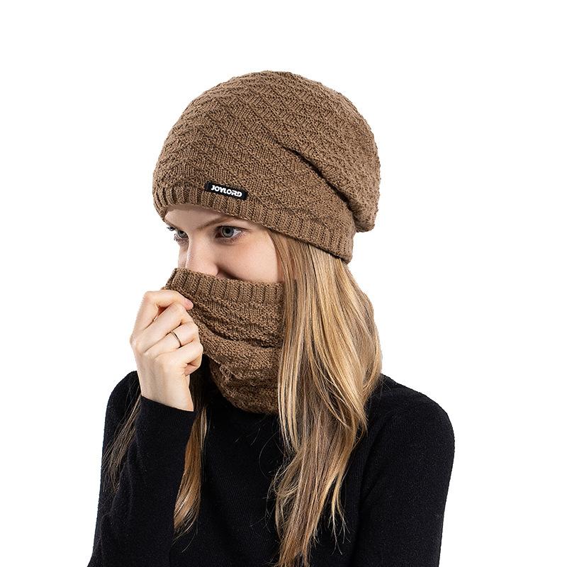 Зимняя вязаная шапка, шарф, комплект из двух предметов для мужчин и женщин, уличная защита ушей, бархатный теплый пуловер, шерстяная лыжная шапка, шапочки Skullies