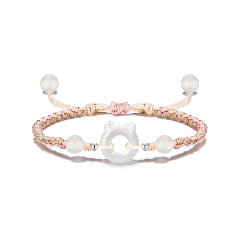 Браслет в китайском стиле с кошкой, плетеный вручную, для женщин и девочек, милый универсальный браслет, милый браслет с кошкой, ювелирные изделия, аксессуары, подарки