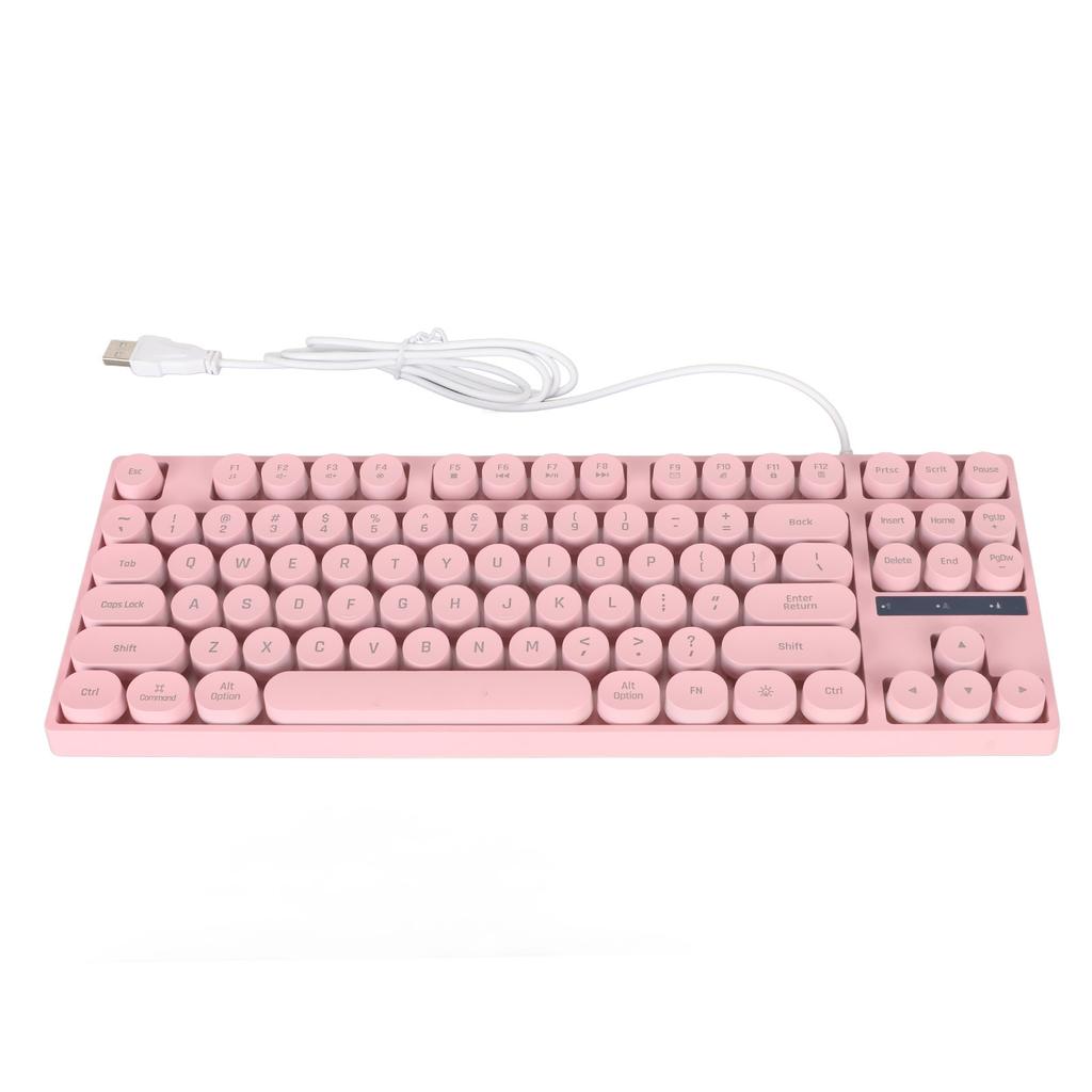 Gaming Keyboard USB Round 87 Keys Colorful Backlit Ergonomic Mechanical Touch Wired Keyboard for