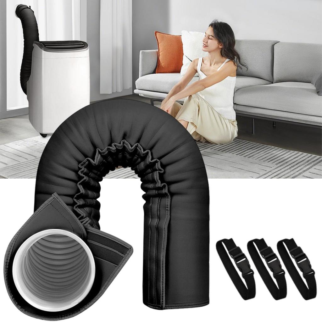 AC Hose Insulation Sleeve Flexible Air Conditioner Hose Cover Wrap Heat Reduction Duct Vent Accessories With 3 Adjustable Straps