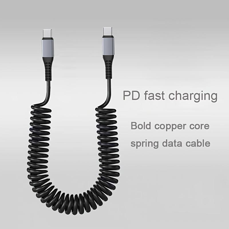 6A Супербыстрая зарядка Type-C на Type-C PD Кабель для быстрой зарядки Пружинный выдвижной для мобильного телефона Навигация Автомобильный Кабель для зарядки от замерзания