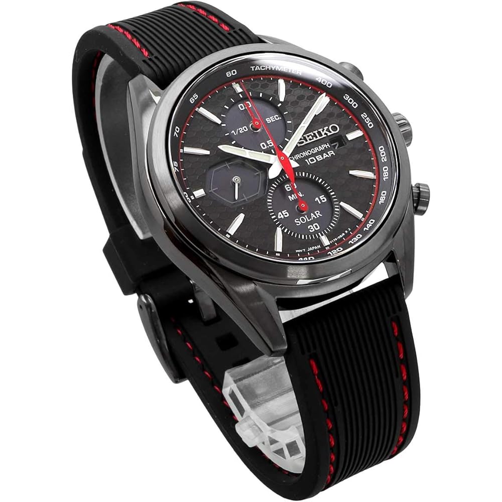 Seiko Solar Chronograph SSC777P1 Men's Watch Stainless Steel Black Dial Water Resistant
