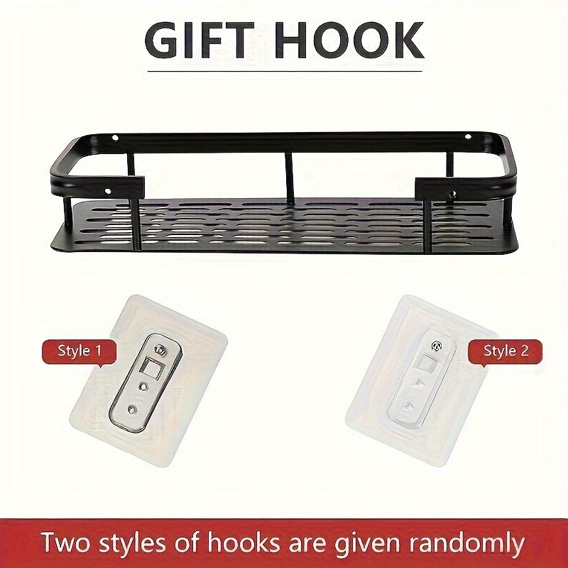 Комплект из 2 полированных металлических полок для ванной комнаты, устойчивых к ржавчине - настенная подвесная полка для душа без сверления, органайзер для экономии места с крючком