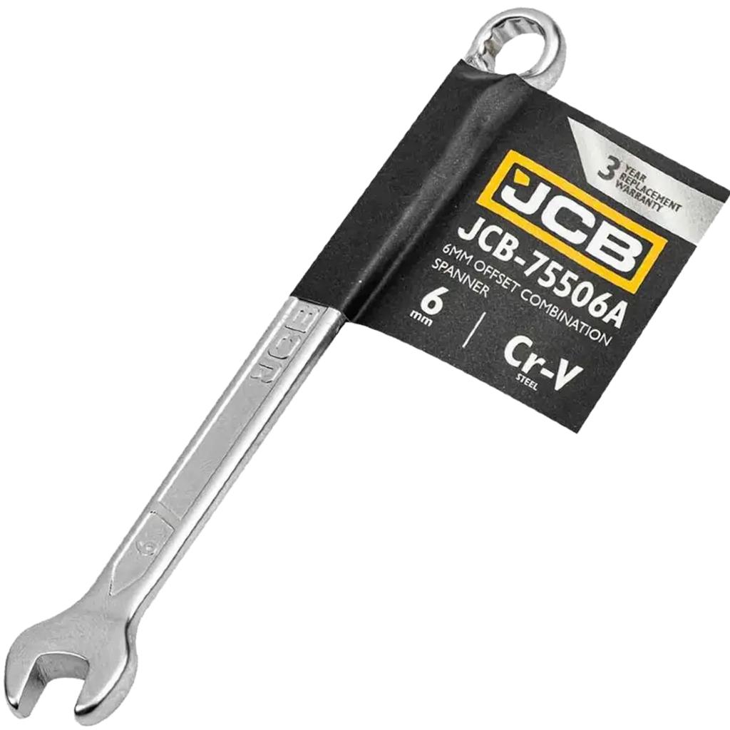JCB 75 degree angled open end wrench 6mm CR-V steel double ended