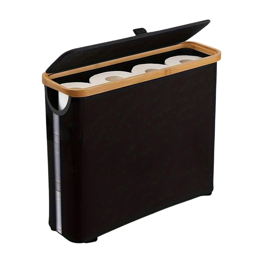 Elegant Toilet Paper Storage Basket for Bathroom Organization Holds Up To 12 Rolls With Quick Assembly Black or Gray