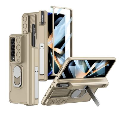 Магнитный шарнир Ударопрочный Бронированный Чехол Для Samsung Galaxy Z Fold 7 6 5 С Защитной Пленкой Стекло Держатель для Ручки Подставка Чехол Для Galaxy Z Fold 3