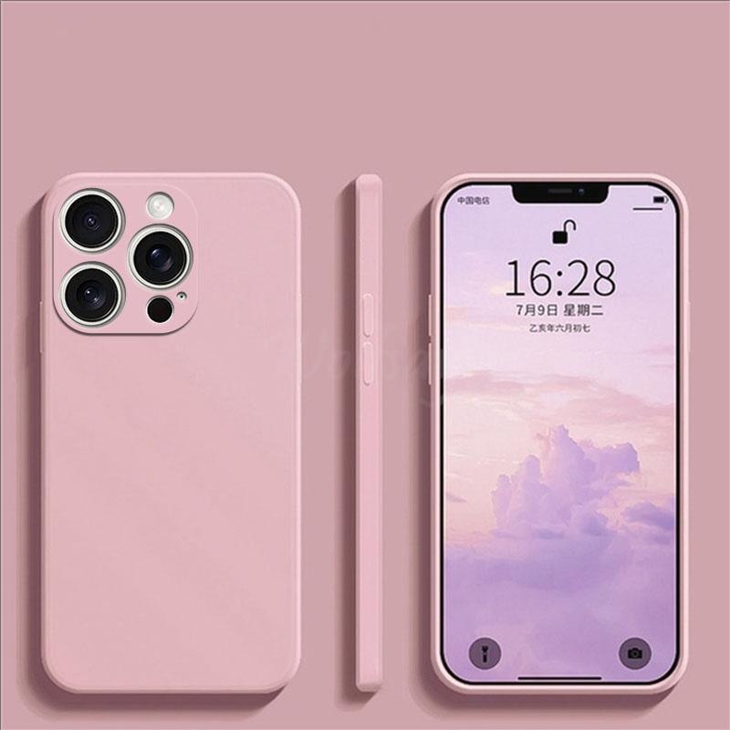 Чехол для iPhone 16 Pro Max Жидкий силикон Оригинальный Однотонный Резиновый ТПУ Защитный Чехол Для iPhone 16 15 Pro Max Чехол ТПУ Ударопрочный