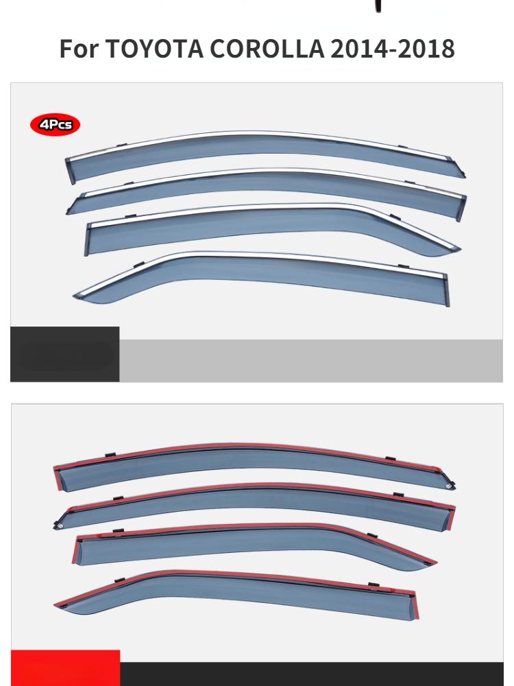 For TOYOTA COROLLA 2014 2015 2016 2017 2018 Accessories Window Visors Weathershields Wind Rain Guard Ventvisor Deflectors