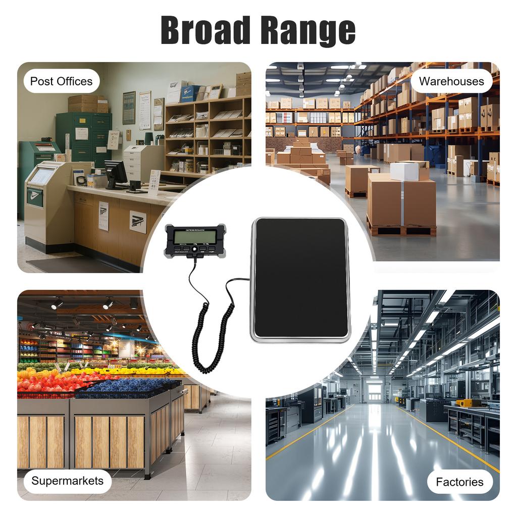 Digital Postal Scale 200kg/440lb, High Precision Shipping Scale with Hold/Tare, LCD Display, USB/Battery for Warehouse Business