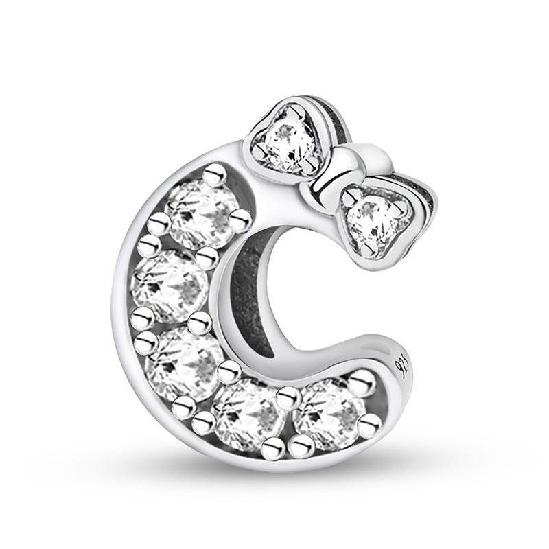 Медные Шармы-Бусины Серии Писем с Узлом-Бабочкой и Цирконами, Подходят для Оригинального Браслета Пандора, Браслета-Бенгла, DIY Ювелирные Изделия для Женщин, Подарок