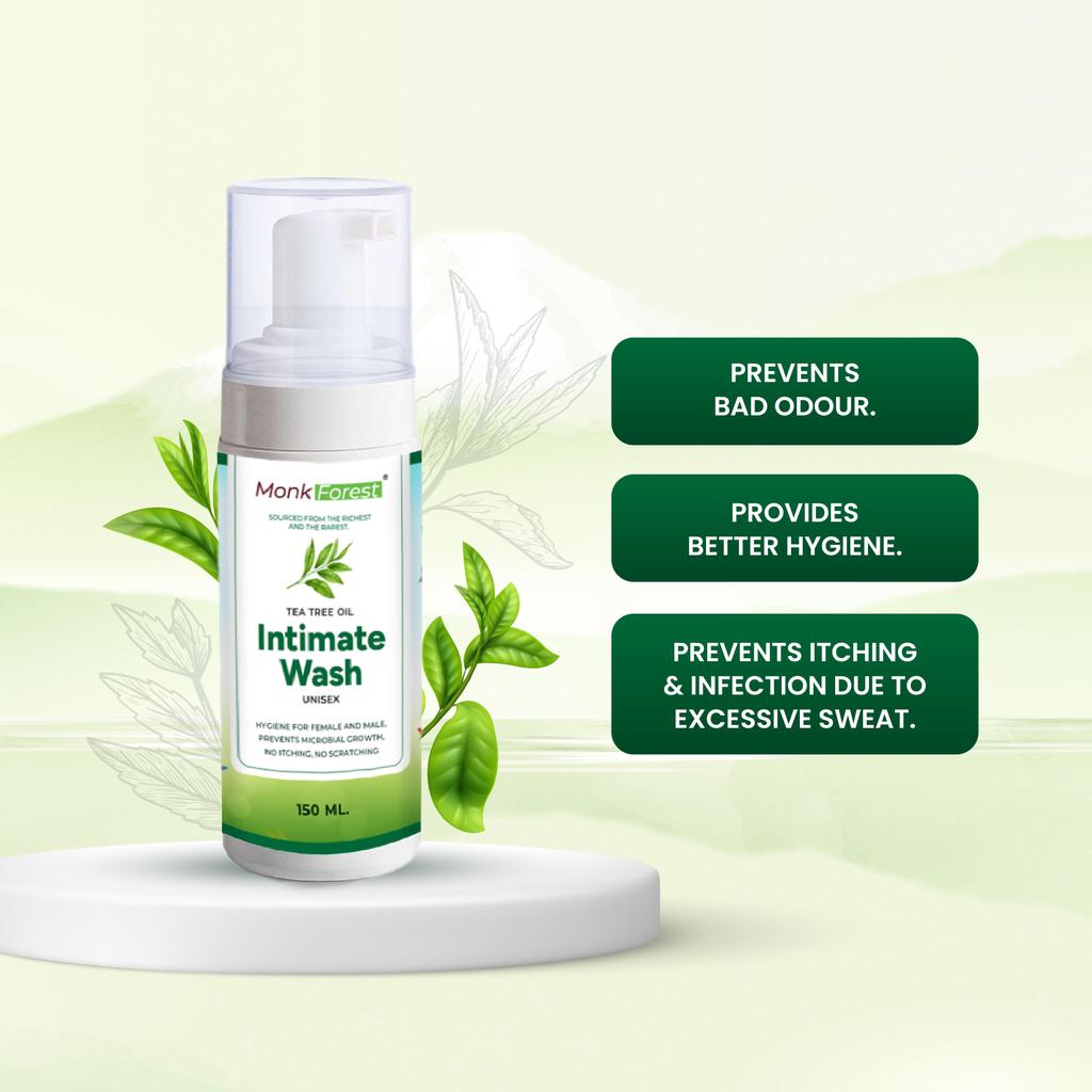Monk Forest Пенящееся средство для интимной гигиены для мужчин и женщин - Освежающий цитрусовый аромат - Предотвращает сухость, зуд и раздражение