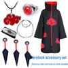 Akatsuki Red Cloud Cloak Set: Includes Naruto Cloak, Ring, Headband Accessories - Perfect for Halloween Costume