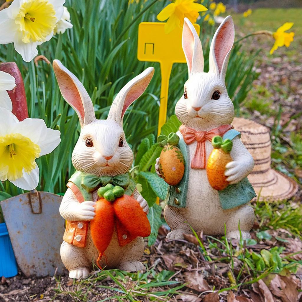 2 шт. Креативный садовый колышек в виде кролика для фестиваля, уличного украшения, вставки в газон, сезонного украшения двора, ПВХ-аксессуар