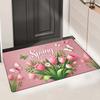 1Pcs Anti Fatigue Kitchen Rugs, Pink Spring Tulip Print Waterproof Non-Slip Thick Cushioned Kitchen Mat Heavy Duty Comfort Standing Mat for Kitchen