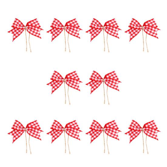 10 шт./компл., рождественский плед из конопли, многоразовый бант, красный, черный, белый цвет, веревка, рождественская елка, подарочная коробка, венок