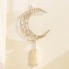 with Tassels Moon Star Hollow Mesh Wall Decor Wooden Handicraft Pendant  Ramadan Celebration