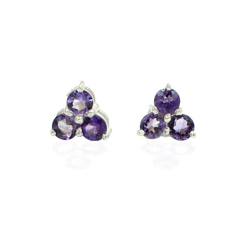 Natural Tanzanite Gemstone Stud Earrings, Round Prong Setting Gifted Earrings