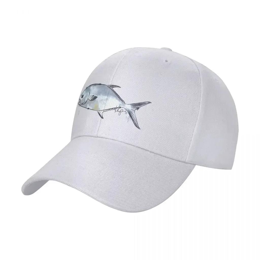 Permit fish illustration Baseball Cap western Hat Military Tactical Cap Sunscreen Wild Ball Hat Caps WomenMen's