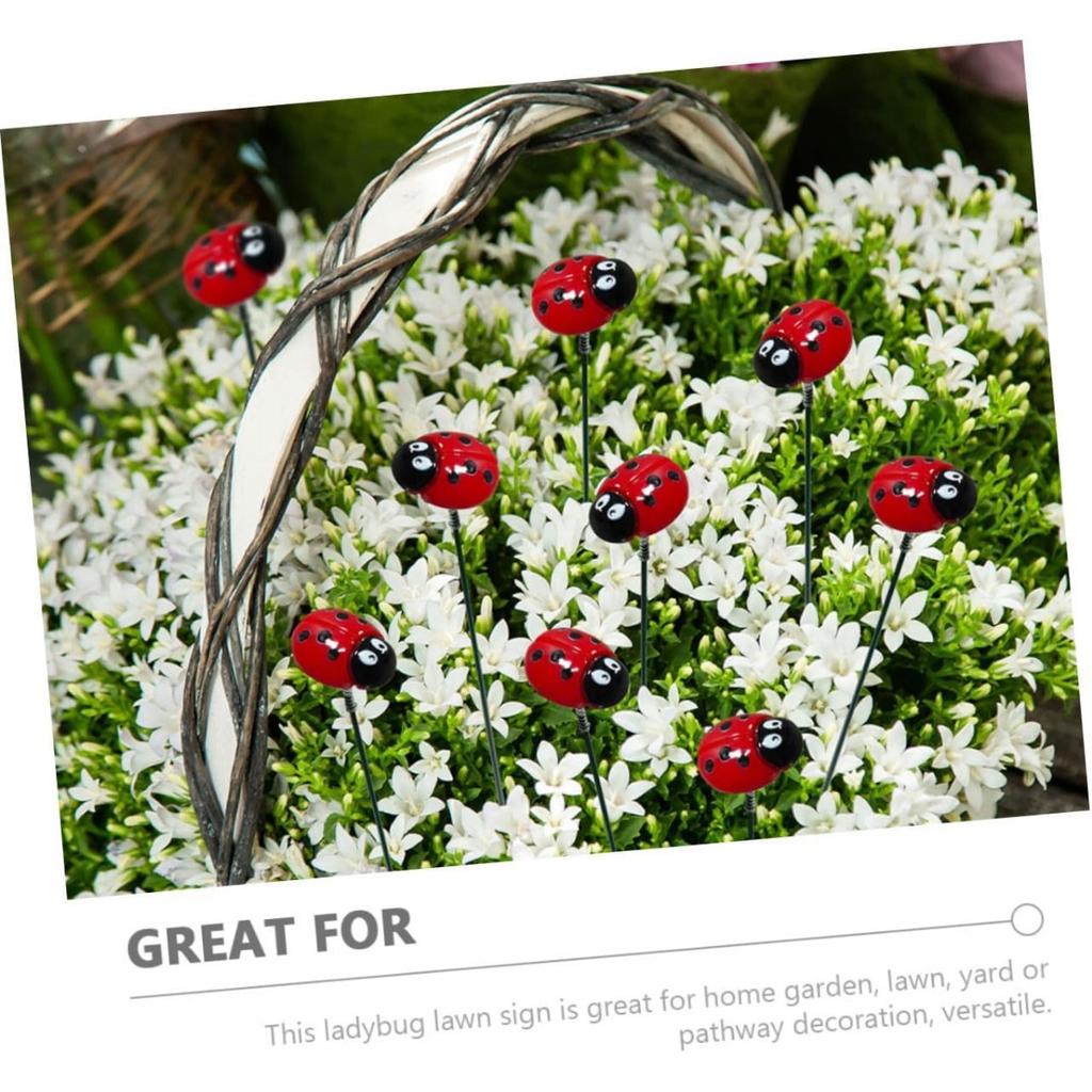 Садовые колышки из смолы в виде божьей коровки, 10 шт., декоративное уличное искусство для весеннего декора, украшения для газона в виде божьей коровки, садовые украшения для дома и патио