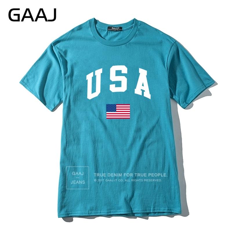 GAAJ USA Американский флаг Мужская футболка Топ Высококачественные 100% хлопковые футболки Для мужчины Футболка Печатный бренд Одежда Повседневная уличная одежда