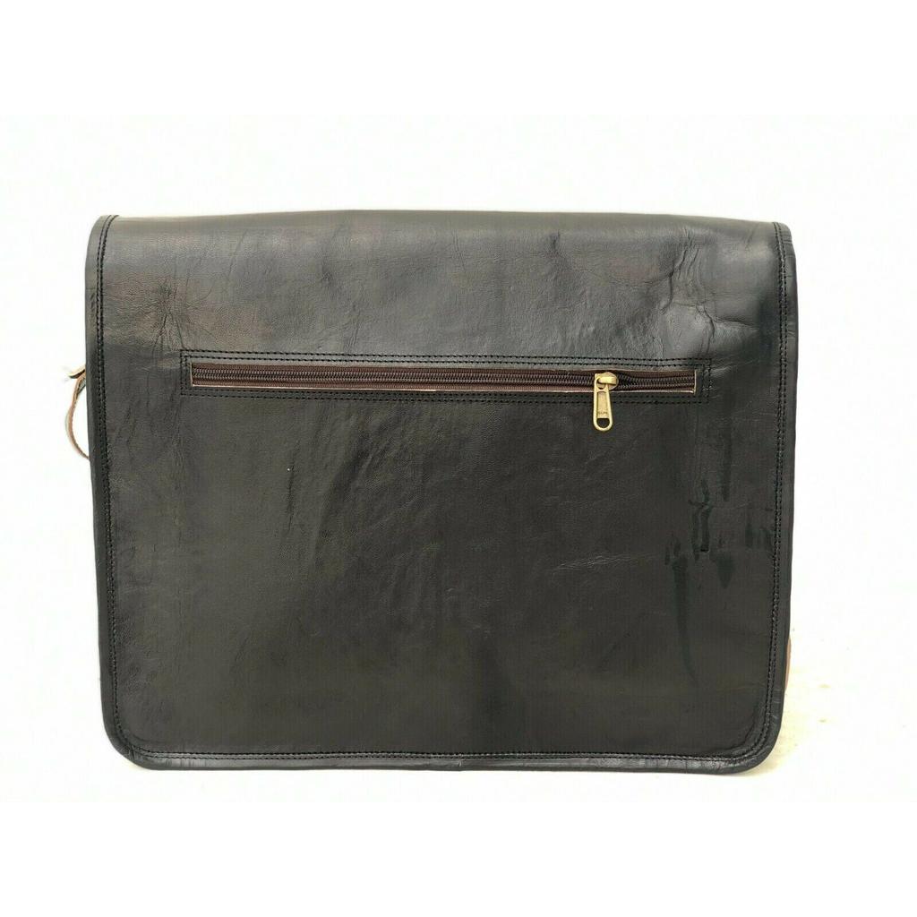 Мужская сумка через плечо из натуральной козьей кожи, винтажная черная сумка для ноутбука, портфель