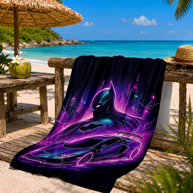 Bat Neon Lights Beach Towel Microfiber Beach Towel, Lightweight and Quick-Dry, for Summer Travel, Swimming Pool Fan Birthday Gift