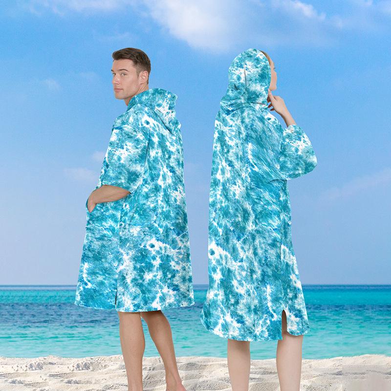 Быстросохнущее худи-полотенце и халат тай-дай для серфинга, плавания и пляжа