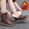 Women Winter Padded Snow Boots Faux Leather Wool Fur Platform Mid Calf Thickened Warm Boots