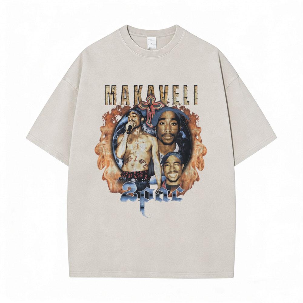Футболка мужская Tupac 2pac All Eyez on Me Cross Винтажная стираная Хип-хоп Мода Ретро Футболка Мужская Повседневная Оверсайз Футболки