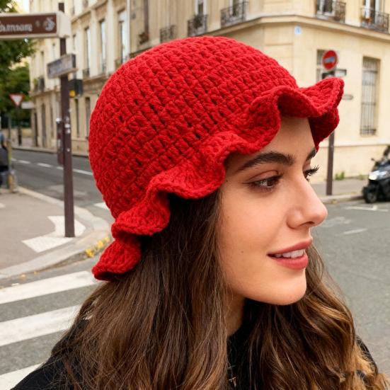 Панама однотонная с оборкой, вязаная шапка, ветрозащитная, теплая, защита от солнца, шляпа для активного отдыха