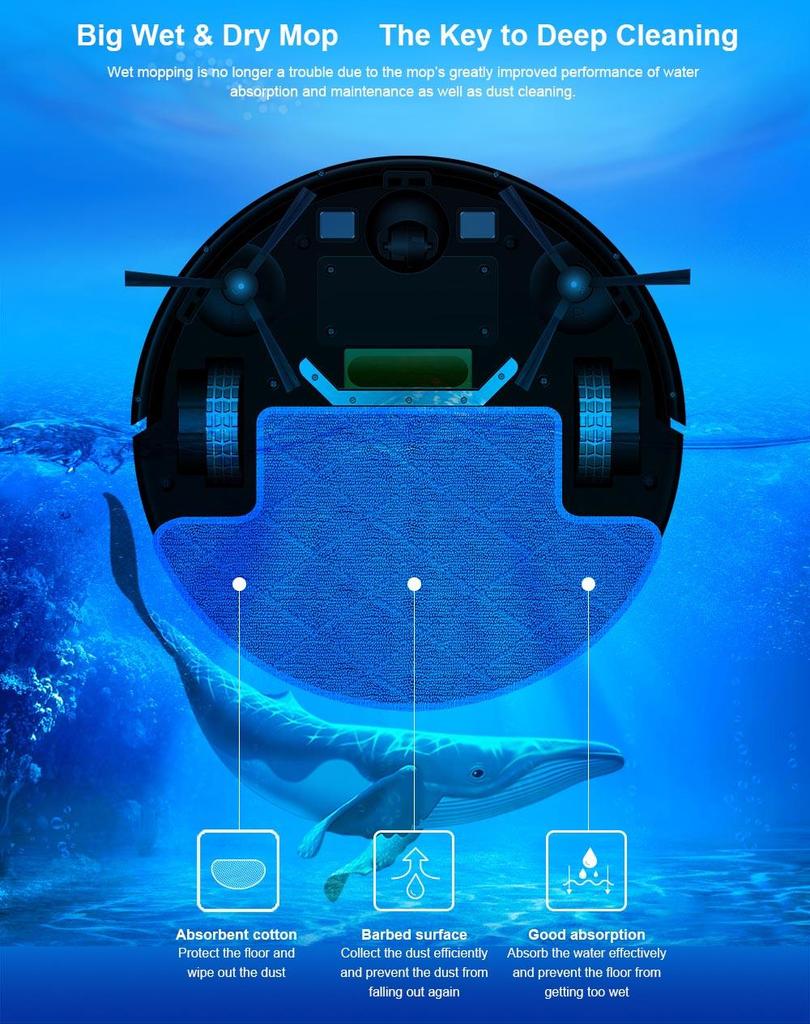 LIECTROUX M7S Pro Robot Vacuum Cleaner, 2D Map Navigation, 4400mAh Battery, Run 110mins, Dry and Wet Mopping - Black