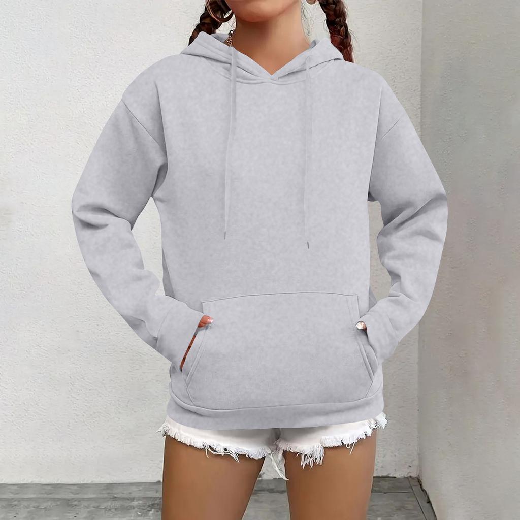 Women's Fashion Casual Sweatshirt Solid Color Hooded Pullover Sweatshirt With Pocket