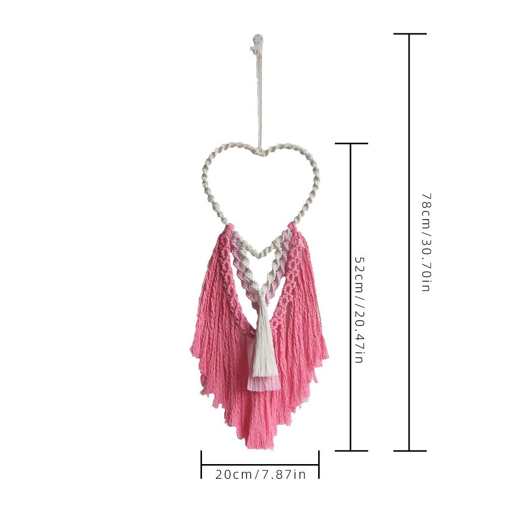 Crafts Hand-Woven Heart-shaped Macrame Tapestry Aesthetic with Tassel Wall Hanging Tapestry Art Cotton Rope Tapestry Apartment