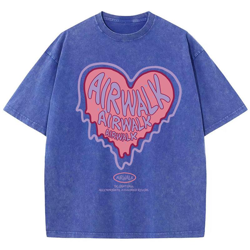 Womans Cotton Washed T-Shirts Trend Distressed Loose Tees Th