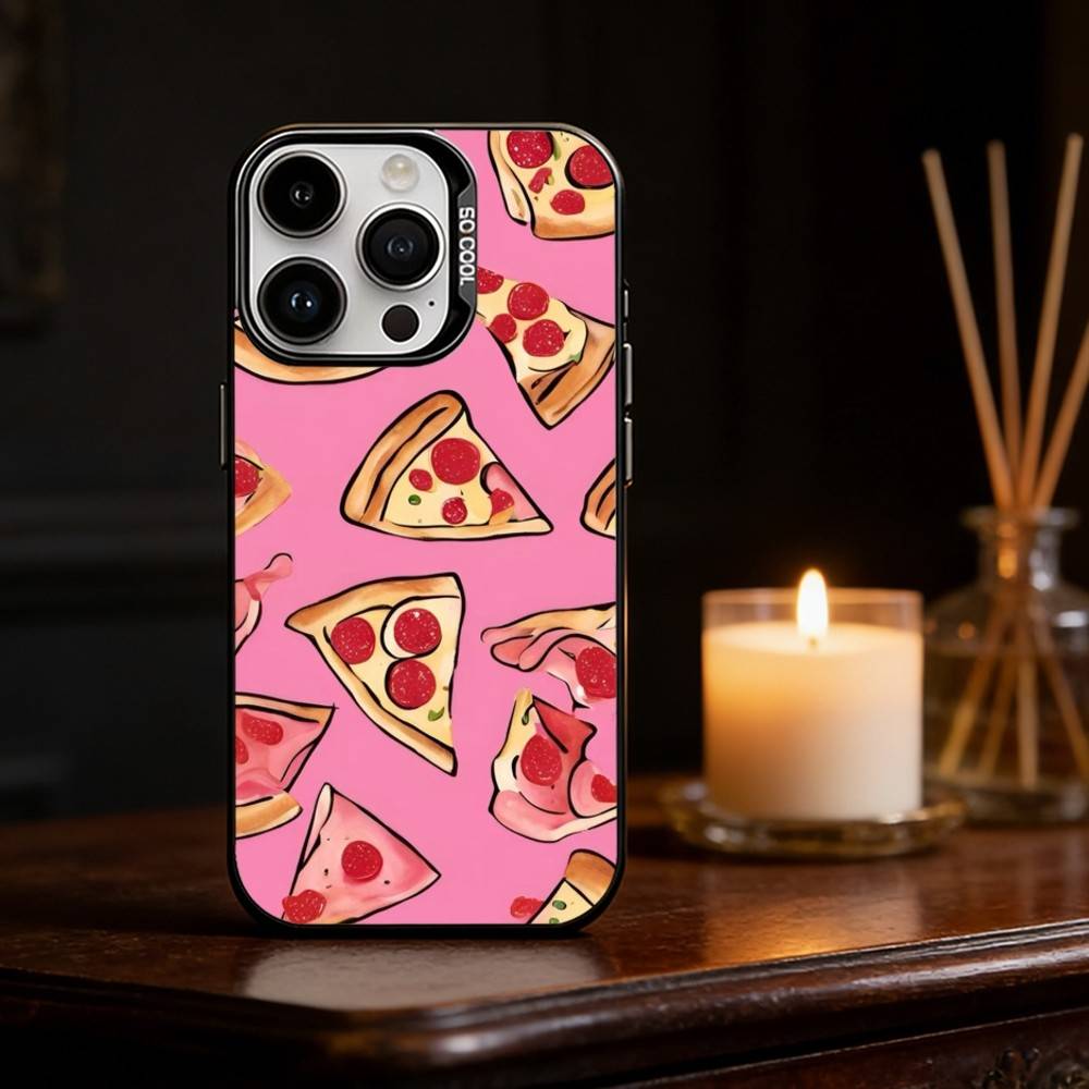 Вкусный чехол для телефона P-Pizza C-Cheese для iPhone 17 16 15 14 13 12 11 Pro Max Plus Серебристый Матовый Черный Чехол